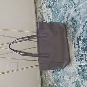 Fossil leather zip tote in gray